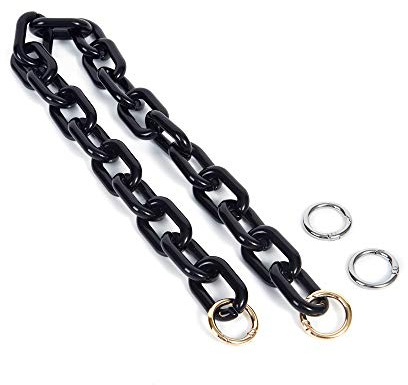 58 cm Einstellbare Acryl Kette Taschenkette Geldbörsen Riemen Schultergurt Taschengurt Ersatz Dekoration für Taschen Handtaschen (Schwarz)