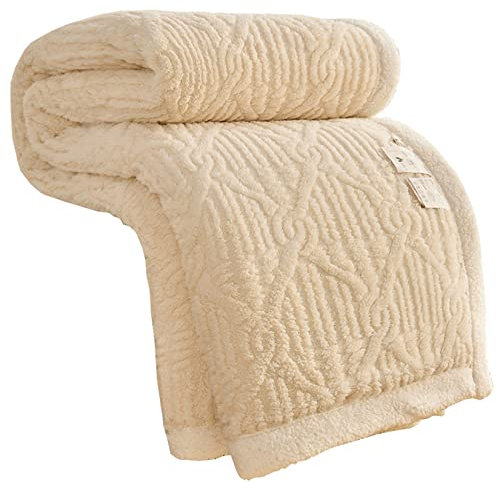Hayisugal Sherpa Kuscheldecke Flauschige Schlafdecke, super weiche Fleecedecke als Sofadecke, Tagesdecke oder Wohndecke Couchdecke Sofa überwurfdecke, Beige, 180x200cm