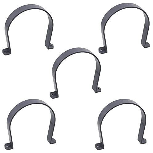 AERZETIX - C64966-5er-Set U-Schellen mit 2 löchern für Ø110 mm rohre - kunststoff - DIN3016 - kabelbinder kabelhalter für wandmontage zum anschrauben - farbe grau