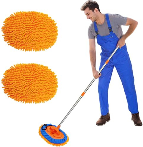 Multipurpose Microfiber Duster Kit, 52 Reach Baseboard Cleaner, Wall Duster, Car Duster, Cleaning Supplies for Walls, Ceilings, Floors, Car, Furniture, and so on