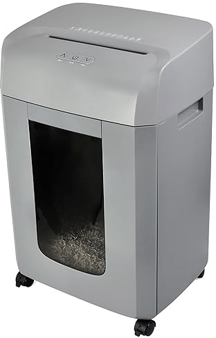 Monolith Aktenvernichter, professionell, hohe Sicherheit, Mikroschnitt, Kapazität 10 Blatt, Heftklammern und Kreditkarten, schnelles und großes Volumen, herausnehmbares Fach, 23 l, auf Rollen