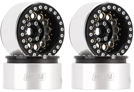 INJORA 1.9 Beadlock Wheel Rim - 150g Super Heavy Brass & Aluminum Deep Dish Wheel for 1/10 RC Crawler SCX10 TRX4 VS4-10 Gen8 (Black)