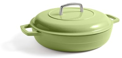 Martha by Martha Stewart 3.5 QT Enameled Cast Iron Braiser w/Lid - Bay Leaf