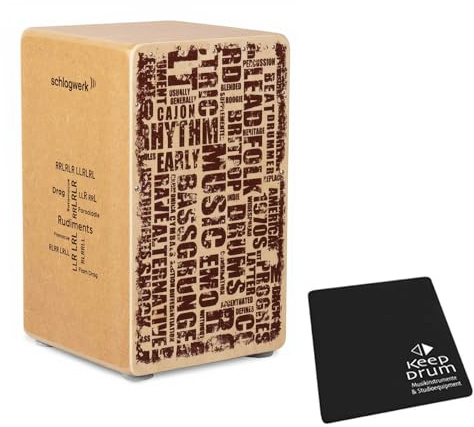 Schlagwerk CP85 Cajon Rudiments Styles Serie + keepdrum Sitzpad Schwarz