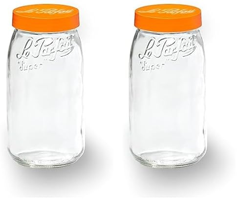 Le Parfait - Bocal à vis 3L en verre + couvercle plastique couleur aléatoire (Lot de 2)