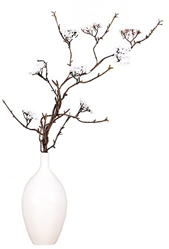 TTOCAR Fake Silk Plum Flower Long Stems Fake Peach Tree Branch Stunning Artificial Cherry Blossom Flowers Lifelike and Elegant for Home Decor (White, 87cm x 32cm, 1 count)