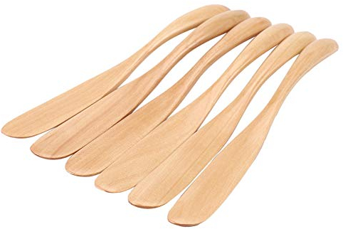 Droagoct Couteau À Beurre En Bois Fromage À Tartiner 6,5 Pouces, Beurre De Couteau De Confiture Couteau À Gâteau Masque Couteau 6 Morceaux