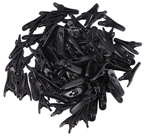 Angoily 100 Pinzas Organizadoras de Cables de Auriculares de Plástico Negro para Sujetar Firmemente Cables en Ropa y Evitar Enredos en Mp3 y Teléfonos