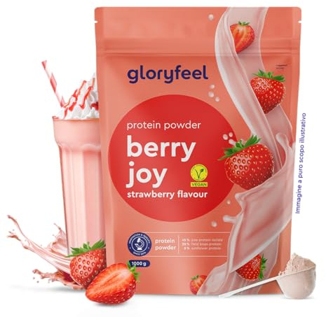 Veganes Proteinpulver Erdbeere - 1kg pflanzliches Eiweiß - 33 Portionen mit 22g Protein - OHNE Soja - Aus Erbsen-, Ackerbohnen- und Sonnenblumenprotein Pulver - 100% vegan & laktosefrei