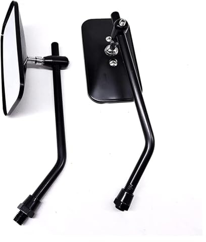 Ohocean Für Retroviseur Motorrad Retro Rechteck Seitenspiegel Rückspiegel Motorrad Rückspiegel Universal 10mm Lenkerendenspiegel Motorrad Spiegel(Schwarz)