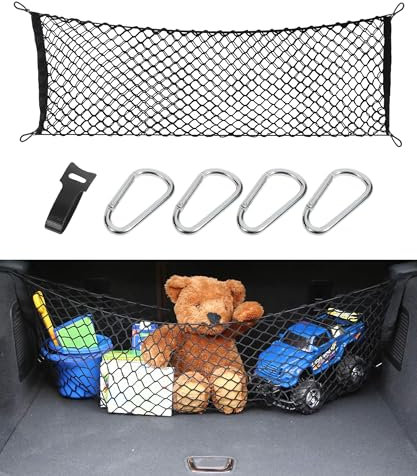 bylikeho Cargo Net,Adjustable Trunk Storage Net with Hook,Car Accessories Exterior,Elastic Trunk Stretchable Tailgate Nets,Automotive Organizer and Storage,Suitable for Most Vans,SUVs,Pickup,Trucks