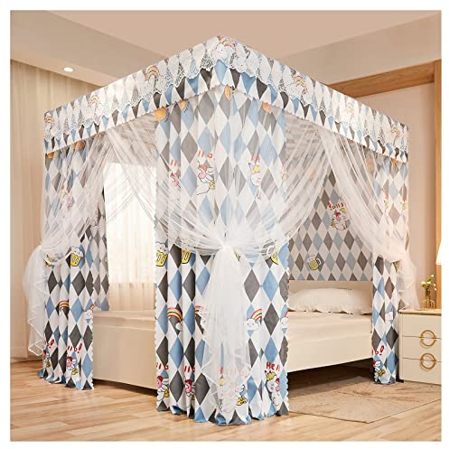 Moskitonetz, schattierender Bettvorhang, Himmelbett-Baldachin mit Ständer, Prinzessinnen-Vorhänge, Baldachin für Mädchen, King-Size-Bett (Größe: 1,8 x 2 m/5,9 x 6,6 Fuß, Farbe: VS)