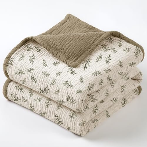 lulumoon Musselin Decke Baby - Atmungsaktive Babydecke,Baby Decken Neugeborenen,Weiche Krabbeldecke für Kinder,Musselin Schlafdecken für Kleinkinder Mädchen Junge 120 x 120cm (Herbstblatt)