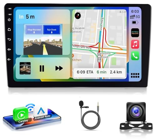 8 Kern 2G+64G Autoradio 2 Din Android 13, 10.1 Zoll HD IPS Bildschirm 1280 * 720P, Autoradio mit Drahtloses Carplay Android Auto DSP GPS Wi-Fi Bluetooth 5.0 FM RDS Radio Rückfahrkamera