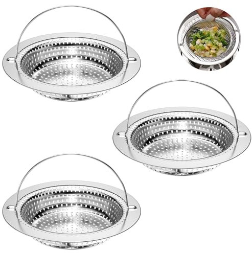 Newpop 3 Pezzi Filtro Lavandino Cucina, Filtro Scarico Bagno, Filtro Lavello, Filtri Lavandino in Acciaio Inossidabile, Cucina Sink Strainer, per Lavelli da Cucina