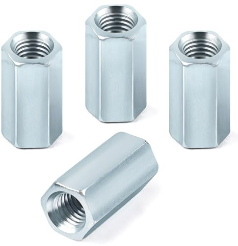 Lot de 4 écrous longs M5 x 15 mm Jeboler - Manchons filetés hexagonaux en acier galvanisé - Écrous de connexion hexagonaux - Manchons filetés - Manchons d'écartement - Écrous hexagonaux longs pour la