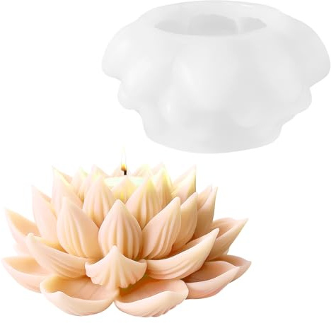 ZMDMAH Moules en silicone 3D fleur de lotus, bougies parfumées