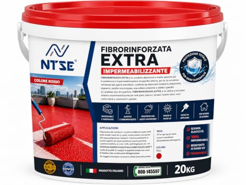 FIBRORINFORZATA EXTRA - GUAINA LIQUIDA IMPERMEABILIZZANTE (ROSSO, 20 KG)