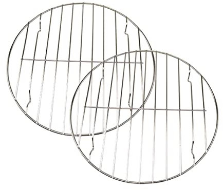 Veemoon 2 Stück Runder Fleischnetz Grillrost Aus Edelstahl 28cm BBQ Netzgrill Für Fisch Gemüse Fleisch Spülmaschinenfest Mit Feiner Polierter Oberfläche