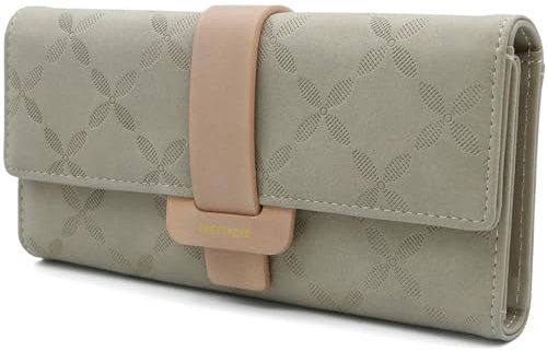 Alster Herz* Geldbeutel Damen Groß – Elegantes Portemonnaie mit 9 Kartenfächern & Fotofenster, RFID-Schutz, weiches veganes Leder – Mit Reißverschluss & Münzfach (Grau)