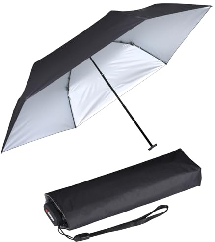 Knirps Paraguas plegable US.050 Ultra Light Slim Manual, Night With Silver Coating - Protección contra rayos UV y contra el calor, 90 cm