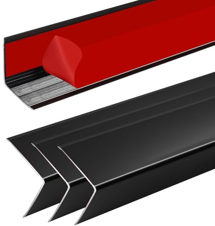 Orechic 4Pcs 36 Black Metal Corner Protector, L-Molding Corner Guards for Walls, Cabinets, Baseboards, Furniture Decorative Trim, Size 36 x 1 (Pack of 4)