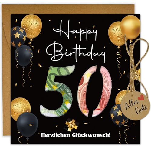 Geschenke zum 50 Geburtstag Frau Mann, Geburtstagskarte 50 mit Umschlag | Lustige Geldgeschenke 50 Geburtstag