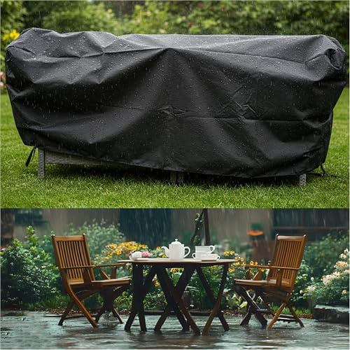 Housse de Protection Table de Jardin Rectangulaire Housse Table et Chaise de Jardin 120x60x100cm/LxWxH Housse Salon de Jardin Exterieur Housse Table de Jardin Impermeable Bâche Table de Jardin-Noir