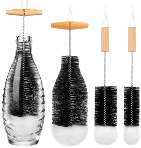 3 Stück Flaschenbürste für Glasflaschen Flaschenreiniger, 35cm Reinigungsbürste Reinigung Flaschenreiniger für Glaskaraffe,Babyflaschen, Trinkflaschen, Sodaflaschen (Schwarz)