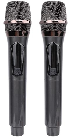 Denash Ensemble de Microphone Dynamique sans Fil avec Transmission Stable et Réduction du Bruit pour Le Chant de karaoké, Microphone à Main 2pc pour la Transmission en Ligne