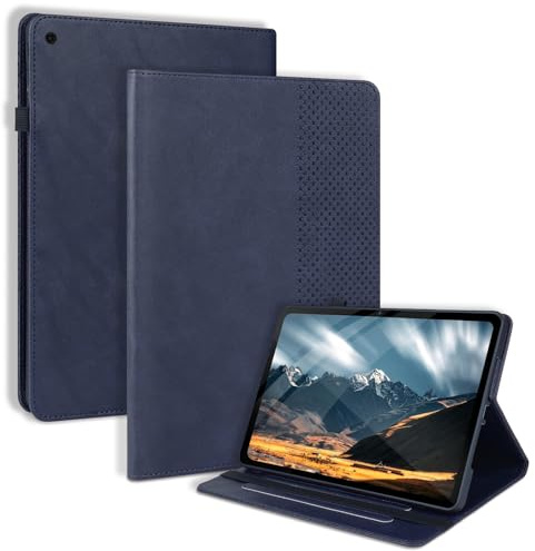 LSPCASA Hülle für iPad 9.7 Zoll 6. Generation 2018/5.Generation 2017 A1954 A1893 A1823 A1822 Folio Flip PU Leder mit Stifthalter Stand Business Wallet Tablette Schutzhülle Kariert Marineblau