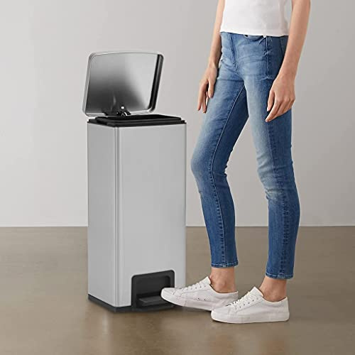 Genérico Cubo Basura con Pedal antihuellas 30L Acero Inoxidable Plateado,Casa y jardín,Productos del hogar,Contenedores de residuos,Cubos de la Basura y papeleras,Plateado,6.9 KG,149571
