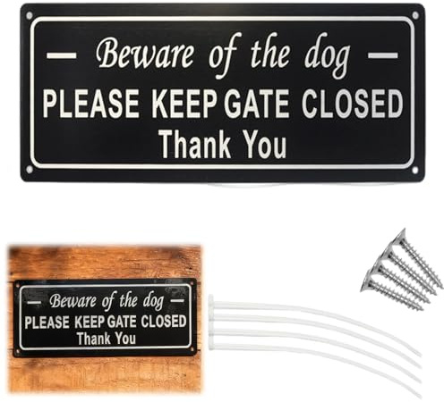 1 Set Beware of The Dog Sign, Beware of The Dogs Sign Outdoor Gate, Dog Signs for Gates, Safety Warning Sign with Mounting Accessories (25 * 9cm)