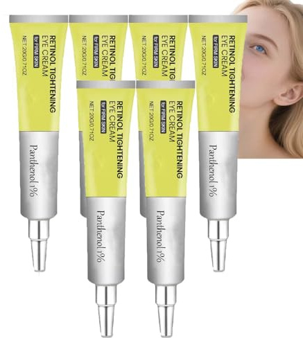 Retinol Straffende Augencreme für Augenringe, geschwollene Augen, Straffende Creme unter den Augen mit Reduzierung feiner Linien Falten, Feuchtigkeitsspendende Augenpflege Männer Frauen, (6pcs)