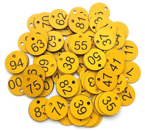 Etiquetas De PláStico Con NúMeros 1000 etiquetas numeradas for colmenas, for jardín, con agujeros, 1-1000(1-1000 Yellow Black)