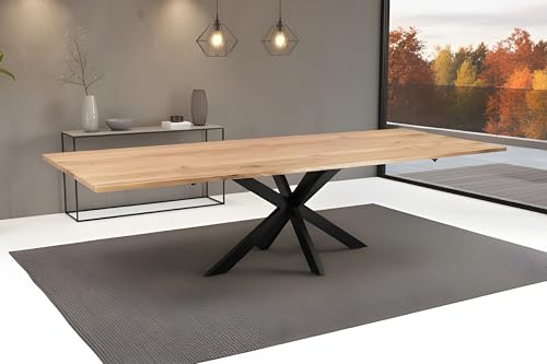 SAM Esstisch Sessa 180(280) x90 cm Eiche erweiterbar Spider-Gestell schwarz