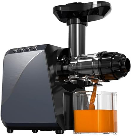 Estrattore di succo, estrattore di succo a freddo a masticazione lenta | 40-52 giri/min con funzione inversa e facile da pulire, rapporto polpa 15:1 per un'elevata resa di succo, tazza da 13