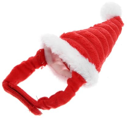 KJHBV Weihnachtsmütze für Hunde und Hamster aus Plüsch und Baumwolle Verstellbar und Bequem für Kleine Haustiere zu Weihnachten und Partys in Leuchtendem Rot