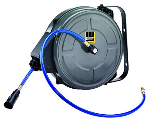 Schneider airsystems Druckluft Schlauchtrommel SLA 8-9, ausziehbare Länge: 9m, Schnellkupplung und Stecknippel, schwenkbar