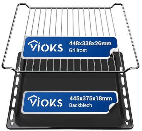 Uppsättning bakplåtar, fettpanna, bakrutor, galler, bredd: 445 mm, 17,5 tum, som Bauknecht 481241838128 481245819334