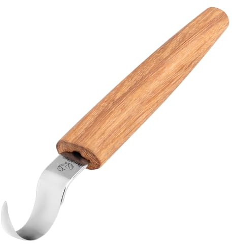 BeaverCraft Holzschnitzhakenmesser SK1 zum Schnitzen von Löffeln, Kuksa-Schüsseln und Tassen, Löffelschnitzwerkzeug, einfaches Krummmesser für Profis und Anfänger, Rechtshänder-Hakenmesser