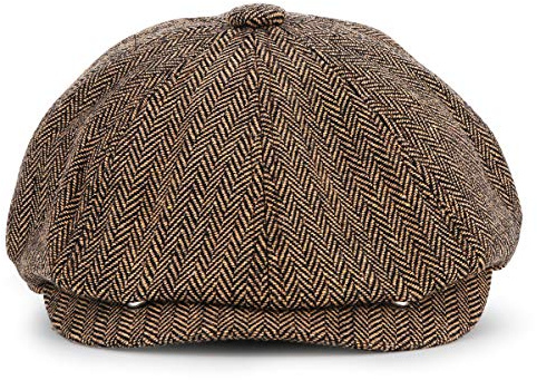 KeepSa Schiebermütze Herren Damen Tweed Schirmmütze Newsboy Peaky Cap | 8 Panel, Fischgräten, Retro, Tellermütze, Schlägermütze, Gatsby