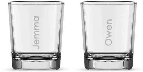 your surprise Personalisiertes Schnapsglas - Schnapsglas mit Namen oder Text (5CL) (2 Gläser)