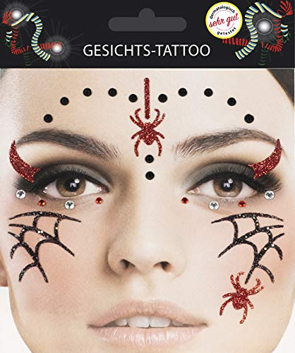 Gesichts-Tattoo Halloween, Glitzer, temporär, für Kostüme (Spinne)
