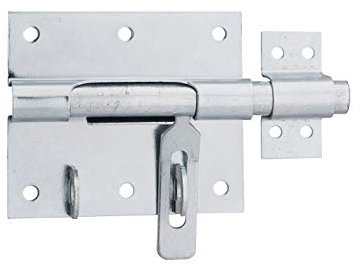 THIRARD - Catenaccio con Perno Ø 14 mm - Porta-lucchetto in Acciaio - Piastra e Gancio Curvato - Perno Rotondo Scorrevole - Sicurezza per Box, Bauli, Griglie e Cancelli - Grigio