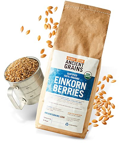 Grand Teton Ancient Grains - 100% Organic Einkorn Berries, Premium Food-Grade Farro Piccolo, For Milling into Flour, Baking, Pilafs, & Soups, 5 lbs