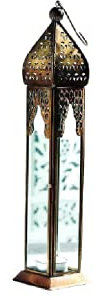 Moroccan Large Tonal/Tall Plain Glass Lanterns Tealight Holder Home Garden Tea Light Holders (Clear Glass)
