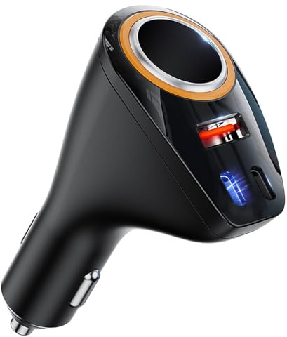4 in 1 USB C Car Charger, 170W Multi USB Cigarette Lighter Adapter, Socket Splitter with 3 Ports, 12V/24V Dual USB Type C PD Fast Car Charger Adapter for iPhone 17/Air/16/15 Pro Max iPad GPS