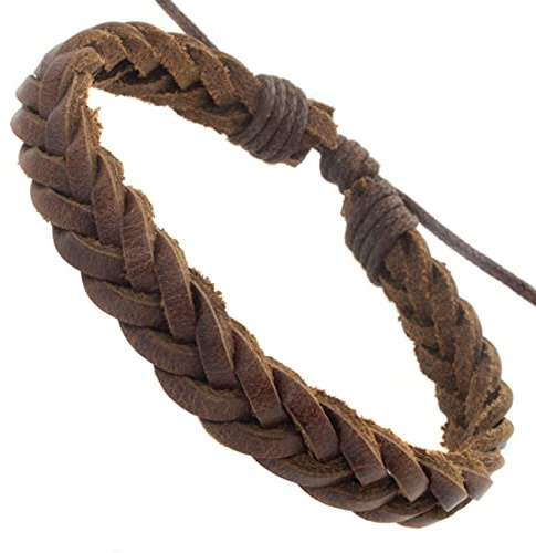 Stands Out, Supplying Outstanding Gifts Real Leather Braided Bracelet Wristband Surf Brown Black Wrap Styles