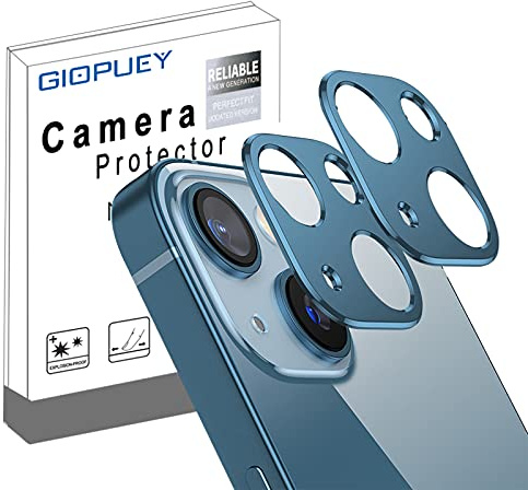 GIOPUEY Camera Lens Protector Compatible with iPhone 13,[2 Pack] iPhone 13 mini Camera Protector,Camera Lens Metal Protectors [Does Not Affect Imaging](Blue)